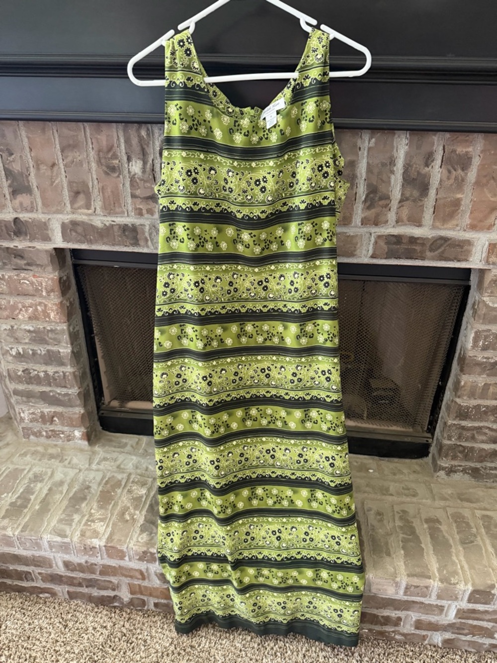 Green Striped Floral Maxi Dress